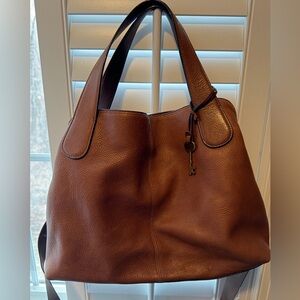 Fossil Cognac Brown Leather Shoulder Bag